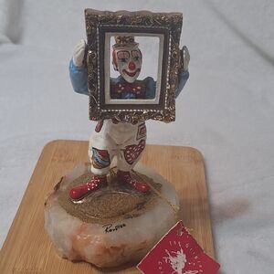 Vintage Ron Lee Signed Handpainted Clown with Picture Frame Figurine